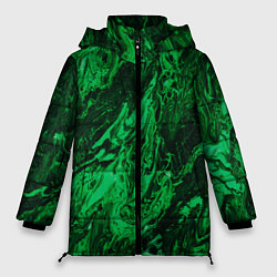 Куртка зимняя женская Зелёные краски во тьме, цвет: 3D-черный
