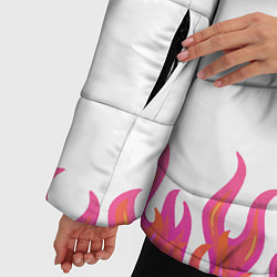 Куртка зимняя женская Розовые языки огня, цвет: 3D-черный — фото 2