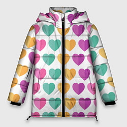Куртка зимняя женская Яркие сердечки, цвет: 3D-красный