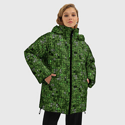 Куртка зимняя женская Милитари иероглифы, цвет: 3D-светло-серый — фото 2