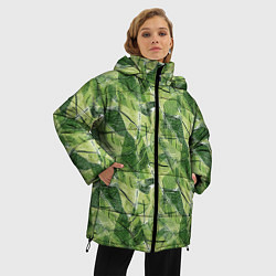 Куртка зимняя женская Милитари листья крупные, цвет: 3D-красный — фото 2