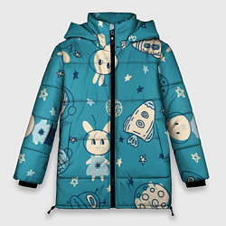 Женская зимняя куртка Зайцы-космонавты