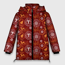 Куртка зимняя женская Новогодние печати, цвет: 3D-черный