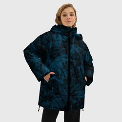 Куртка зимняя женская Синий и черный мраморный узор, цвет: 3D-светло-серый — фото 2