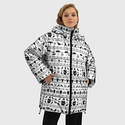 Куртка зимняя женская Black pattern Wednesday Addams, цвет: 3D-черный — фото 2