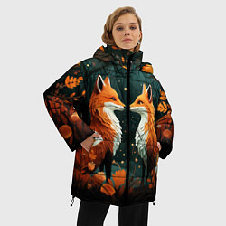Куртка зимняя женская Две лисоньки в стиле Folk Art, цвет: 3D-светло-серый — фото 2