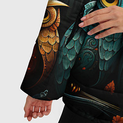 Куртка зимняя женская Совы в стиле Folk Art, цвет: 3D-светло-серый — фото 2
