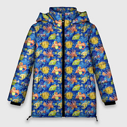Куртка зимняя женская Смешные рыбы, цвет: 3D-светло-серый