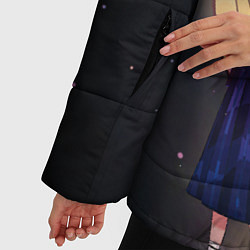Куртка зимняя женская Энид и Уэнсдэй на фоне окна, цвет: 3D-светло-серый — фото 2