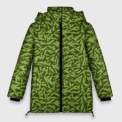 Женская зимняя куртка Милитари листья в полоску