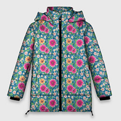 Женская зимняя куртка Весенний цветочный паттерн