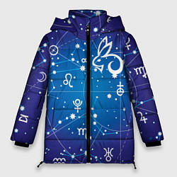 Женская зимняя куртка Кролик символ 2023 на карте звездного неба