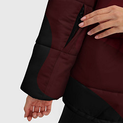Куртка зимняя женская Красный абстрактный фон волны, цвет: 3D-черный — фото 2
