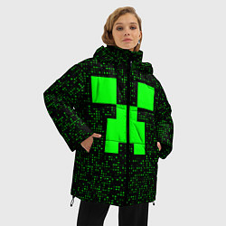 Куртка зимняя женская Minecraft green squares, цвет: 3D-светло-серый — фото 2