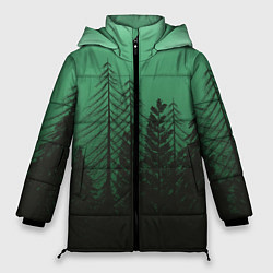Женская зимняя куртка Зелёный туманный лес