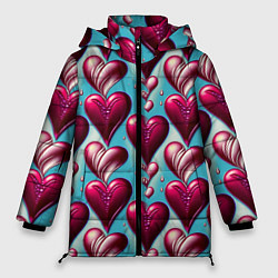 Женская зимняя куртка Паттерн красные абстрактные сердца