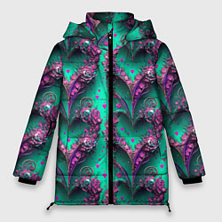 Женская зимняя куртка Паттерн сердца из цветов