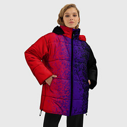 Куртка зимняя женская Красные, чёрные, синие капли, цвет: 3D-красный — фото 2