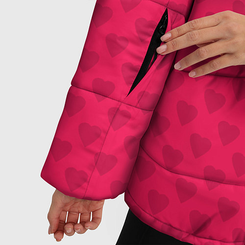 Женская зимняя куртка Красный паттерн с мелкими сердечками / 3D-Красный – фото 5