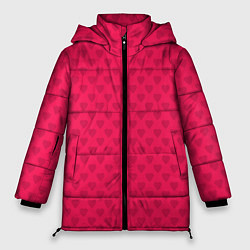 Женская зимняя куртка Красный паттерн с мелкими сердечками