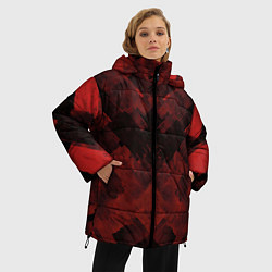 Куртка зимняя женская Полосы красные и чёрные, цвет: 3D-черный — фото 2