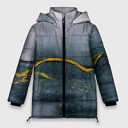 Куртка зимняя женская Серо-светлый абстрактный туман и краски, цвет: 3D-черный