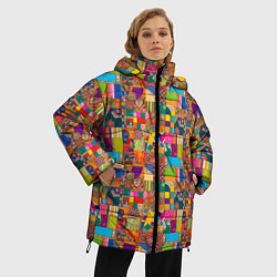 Куртка зимняя женская Лоскутное шитье, рисовала нейросеть, цвет: 3D-светло-серый — фото 2