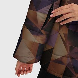 Куртка зимняя женская Стеклянная тёмная геометрическая текстура, цвет: 3D-светло-серый — фото 2
