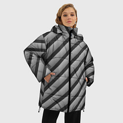 Куртка зимняя женская Полоса объемная, цвет: 3D-светло-серый — фото 2