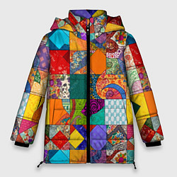 Куртка зимняя женская Разноцветные лоскуты, цвет: 3D-черный