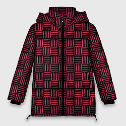 Куртка зимняя женская Паттерн из красных линий, цвет: 3D-черный