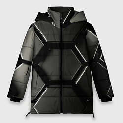 Куртка зимняя женская Хромированный гексагон объемный, цвет: 3D-светло-серый