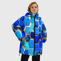 Куртка зимняя женская Абстракция неоновая, цвет: 3D-красный — фото 2