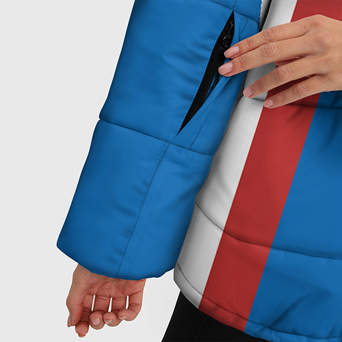 Женская зимняя куртка Непобедимая - в цветах российского флага / 3D-Красный – фото 5