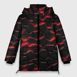 Куртка зимняя женская Красный неон и плиты, цвет: 3D-красный