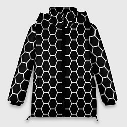 Женская зимняя куртка Черно белые соты абстракция