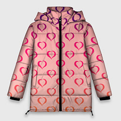 Женская зимняя куртка Сердечный принт на день влюблённых