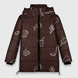 Женская зимняя куртка Еда в минимализме на коричневом фоне