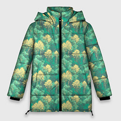 Женская зимняя куртка Камуфляж деревья двуцветный