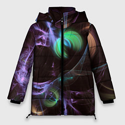 Куртка зимняя женская Магические фиолетовые волны и цветные космические, цвет: 3D-светло-серый