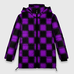 Женская зимняя куртка Фиолетовый черный узор Шахматка
