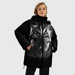 Куртка зимняя женская Волки - белый и черный, цвет: 3D-черный — фото 2