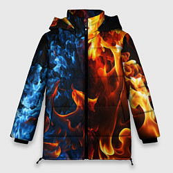 Куртка зимняя женская Битва огней - два пламени, цвет: 3D-черный