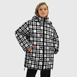 Куртка зимняя женская Черно-белый геометрический мелкий узор, цвет: 3D-светло-серый — фото 2