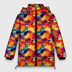 Куртка зимняя женская Абстрактный узор из разноцветных окружностей, цвет: 3D-светло-серый