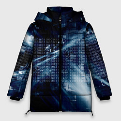Женская зимняя куртка Тёмно-ледяной фон и бесконечный код