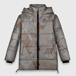 Женская зимняя куртка Геометрическое множество серых и бежевых треугольн