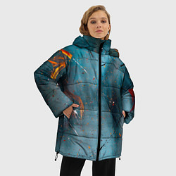 Куртка зимняя женская Абстрактный синий туман, силуэты и краски, цвет: 3D-светло-серый — фото 2