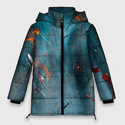 Женская зимняя куртка Абстрактный синий туман, силуэты и краски