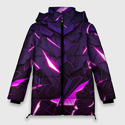 Куртка зимняя женская Неоновые абстрактные электрические плиты, цвет: 3D-черный